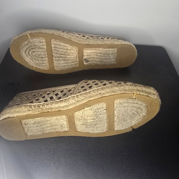 Tory Burch size 7 Metallic Gold Logo Espadrilles Slip-On Flats - Picture 4 of 5